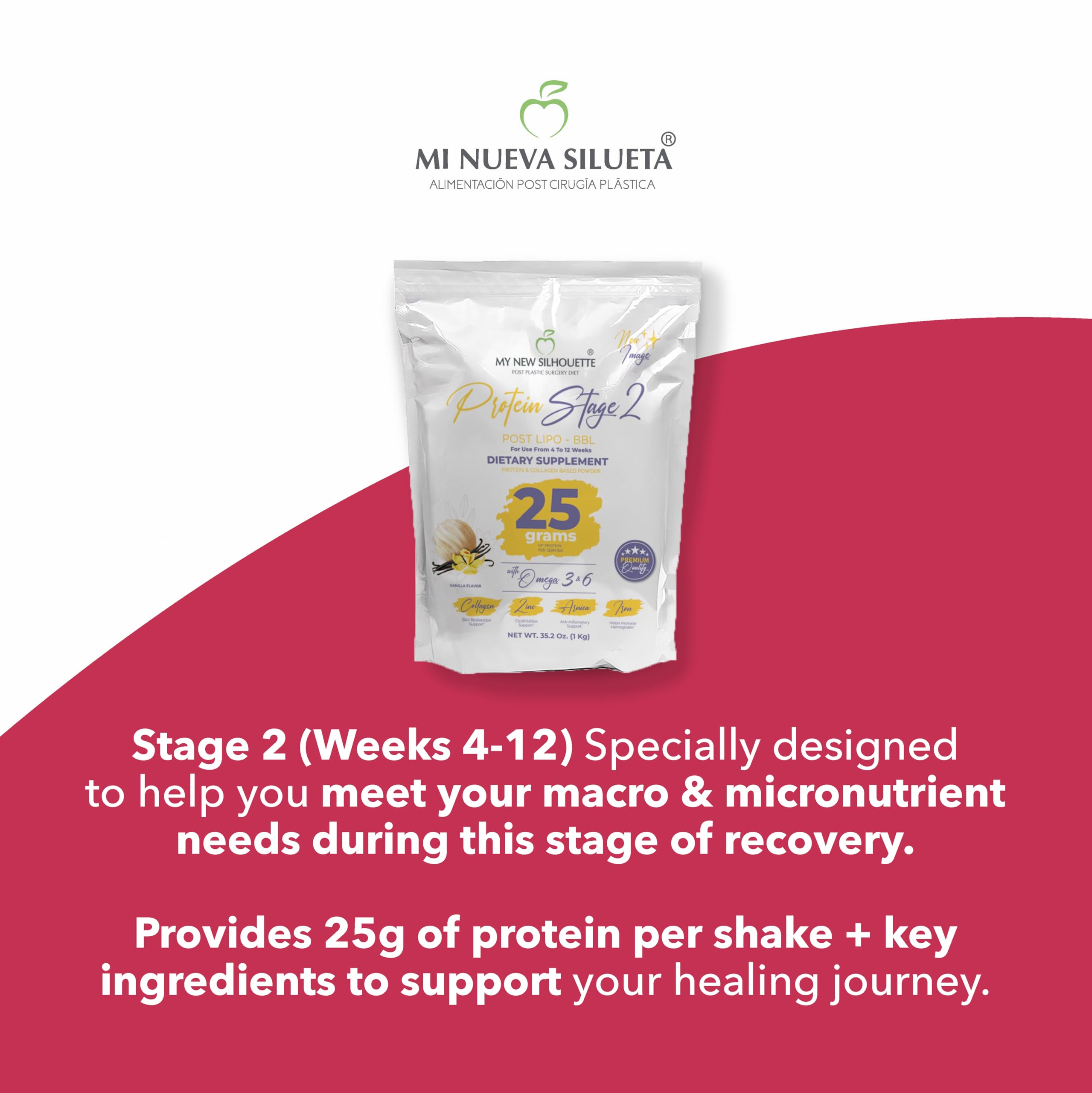 MI NUEVA SILUETA Stage 2 Protein with Omegas – 25g per Serving (Vanilla)