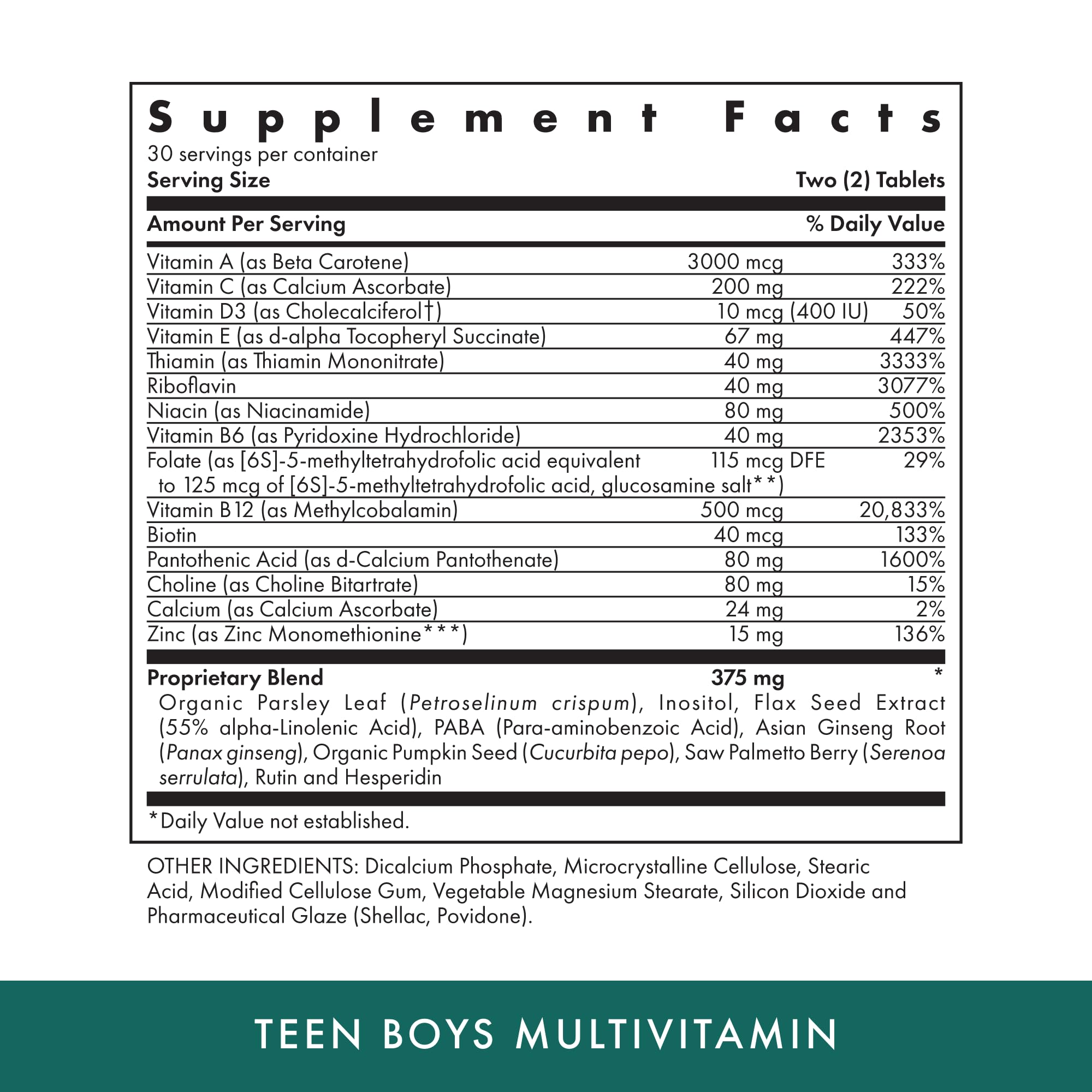 MICHAEL'S Health Naturopathic Teen Boys Multivitamin - 60 Vegetarian Tablets (30 Servings) | Kosher