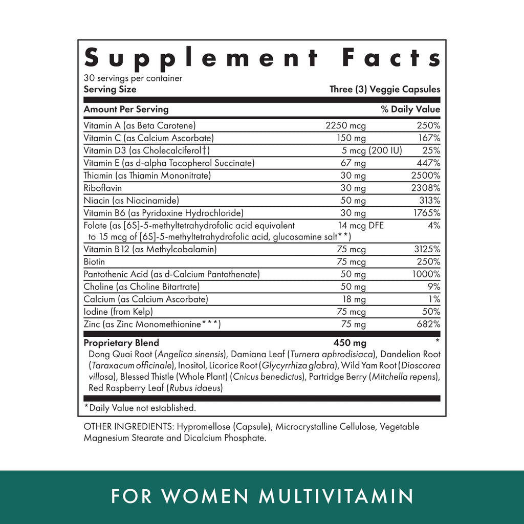 Michael's Health Naturopathic Women’s Multivitamin – 90 Vegetarian Capsules | Energy, Hair, Skin & Nails | 30 Servings