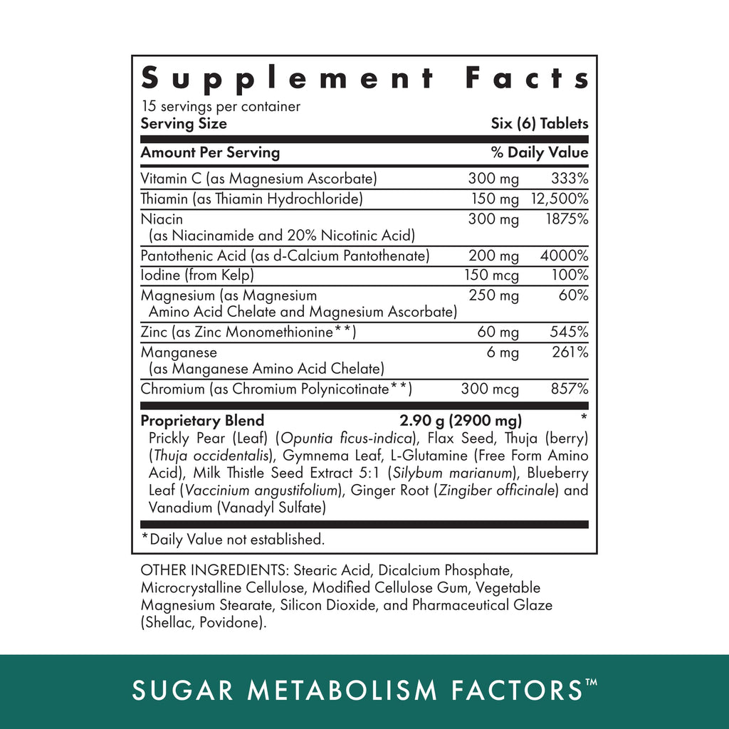 Michael's Health Naturopathic Sugar Metabolism Factors – 90 Vegetarian Tablets, Insulin Production Support, Vegetarian Gluten Free Kosher – 15 Servings