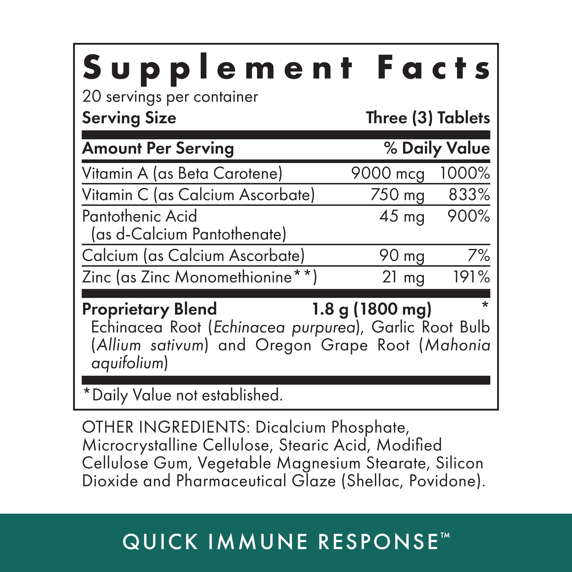 Michael's Quick Immune Response - 60 Vegetarian Tablets