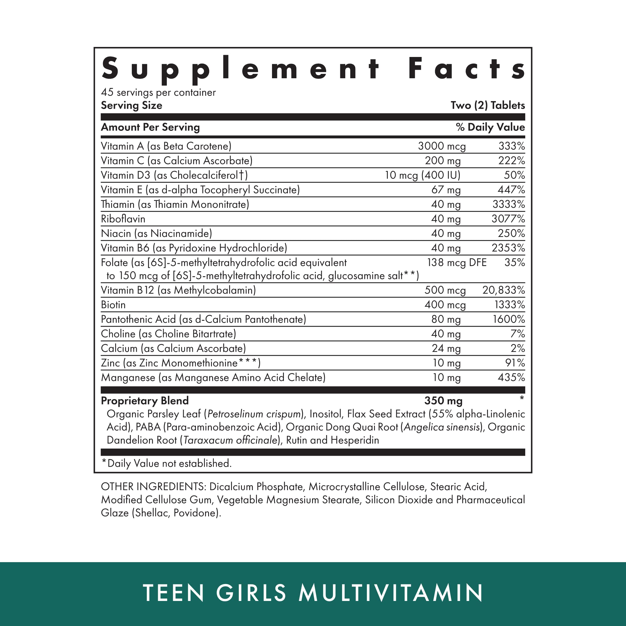 MICHAEL'S Health Teen Girls Multivitamin - 90 Vegetarian Tablets - Kosher, B Complex