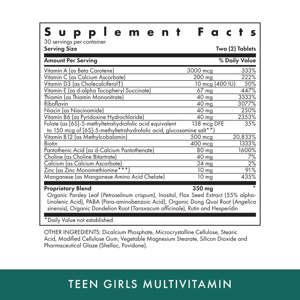 Michael's Teen Girls Multivitamin - 60 Veg Tablets | Kosher B-Complex