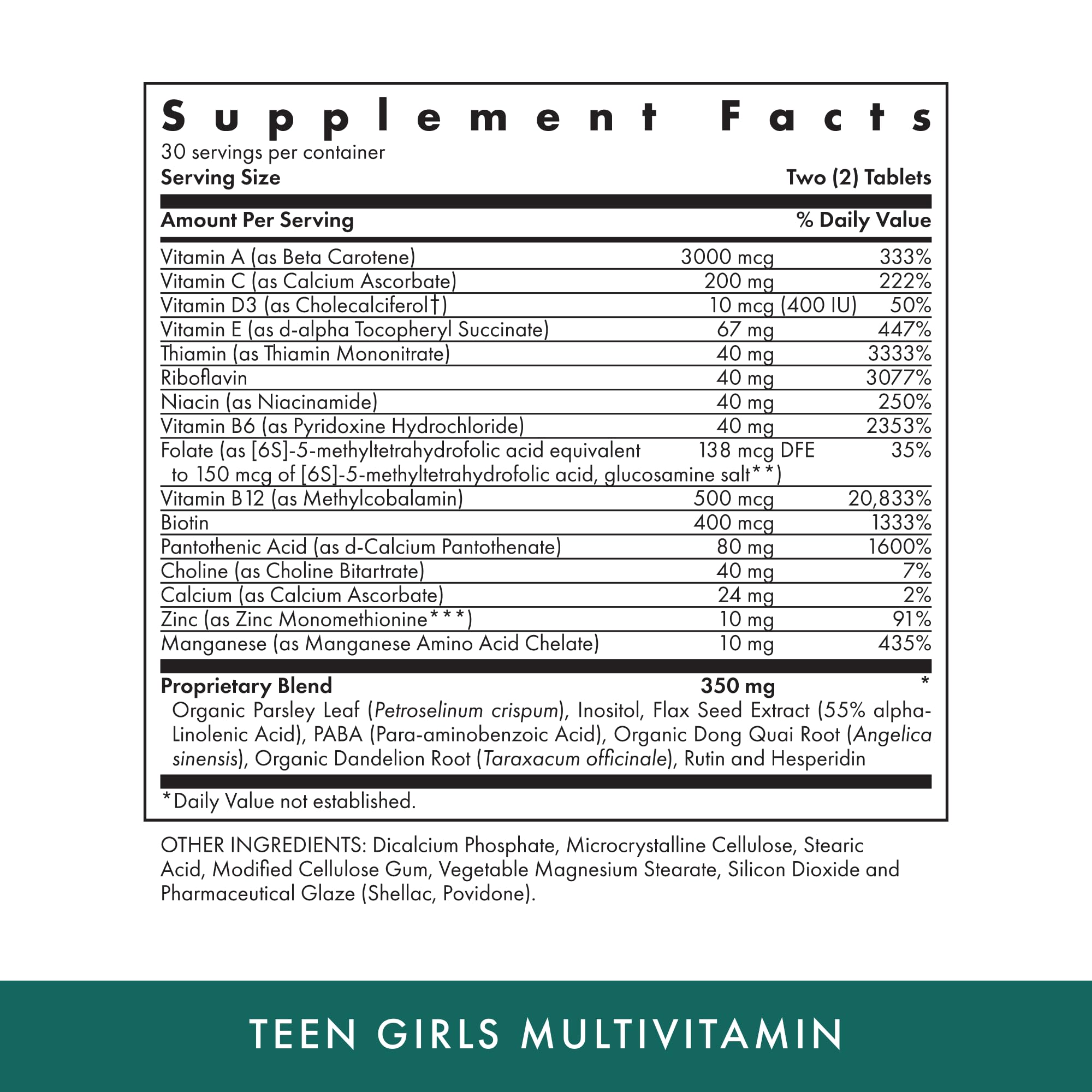 Michael's Teen Girls Multivitamin - 60 Veg Tablets | Kosher B-Complex
