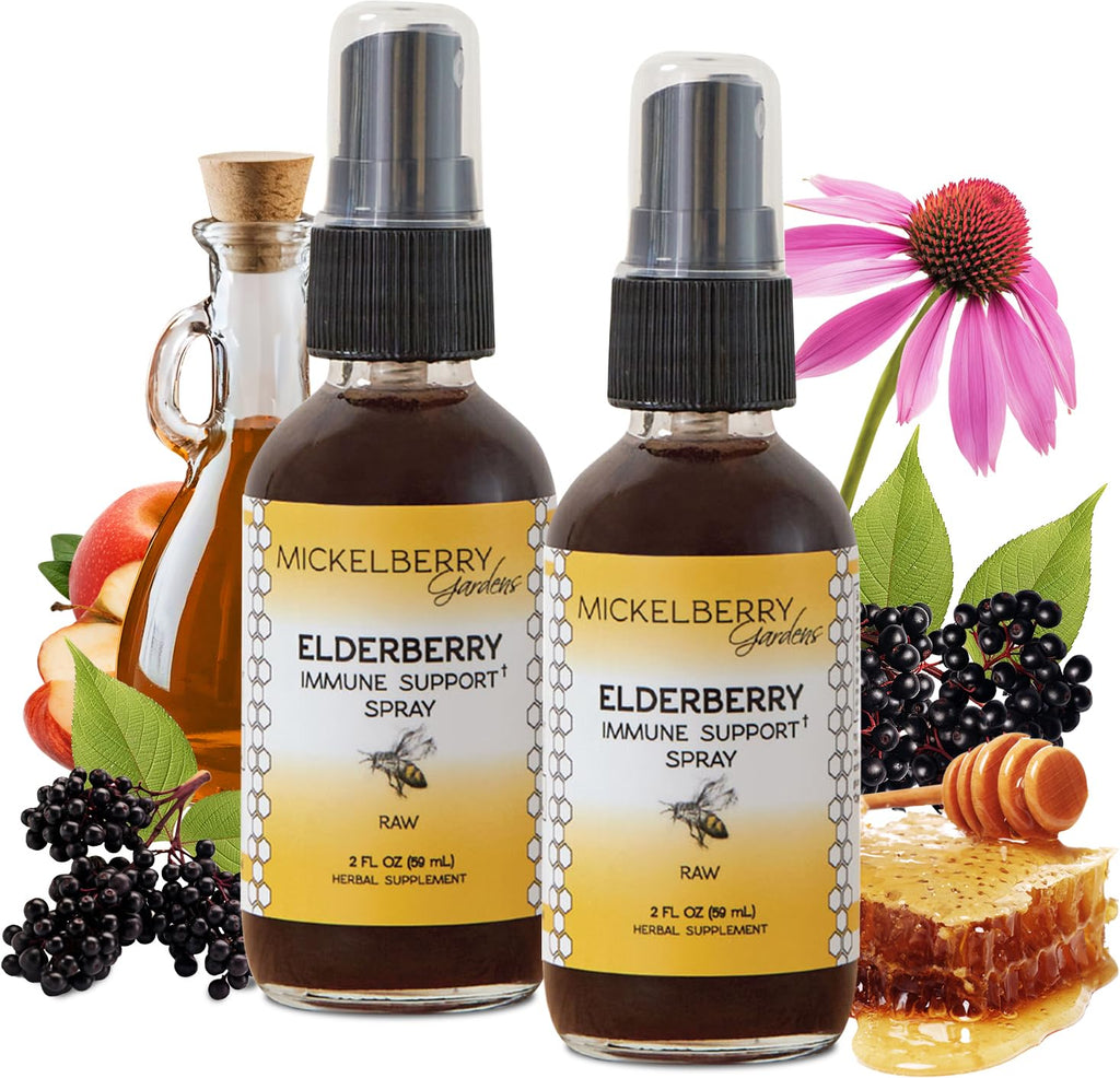 Mickelberry Gardens Elderberry Honey Propolis Throat Spray - Immune Support (2 oz x 2)