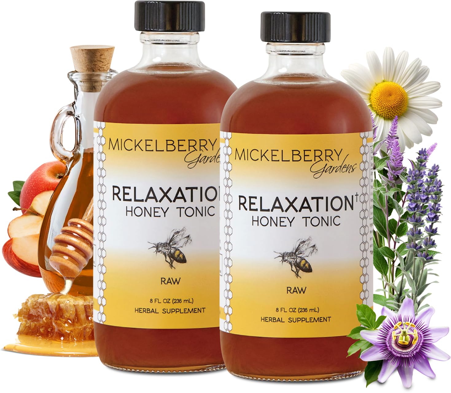 Mickelberry Gardens Relaxation Honey Tonic — Tension Relief & Sleep Support (8 oz, Pack of 2)