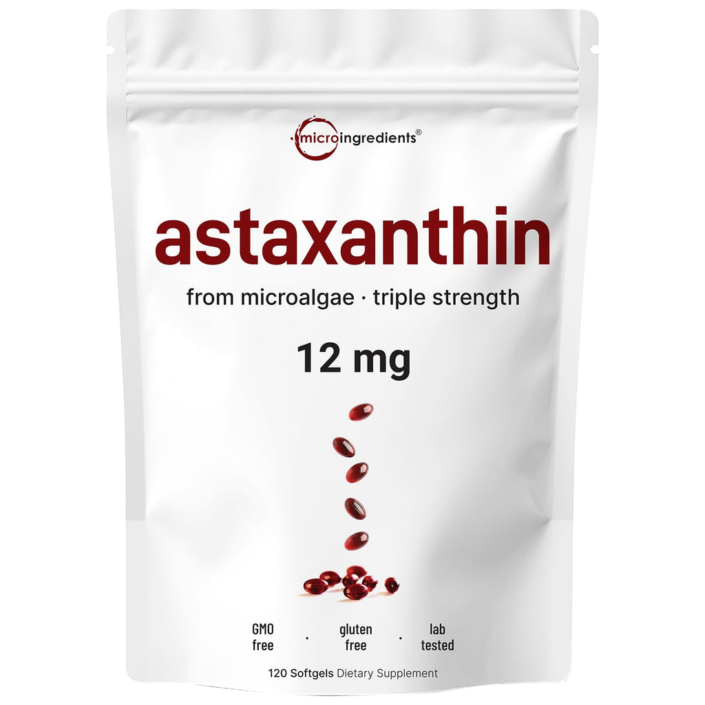 Micro Ingredients Astaxanthin 12mg – 120 Softgels (4 Month Supply) – Non-GMO, Soy Free