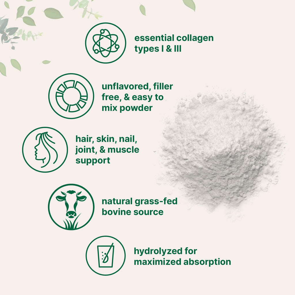 Micro Ingredients Bovine Collagen Peptides Powder 1lb – Grass-Fed, Unflavored, Type I & III | Skin, Joints & Bones Support | Paleo, Non-GMO