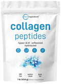 Micro Ingredients Bovine Collagen Peptides Powder 1lb – Grass-Fed, Unflavored, Type I & III | Skin, Joints & Bones Support | Paleo, Non-GMO