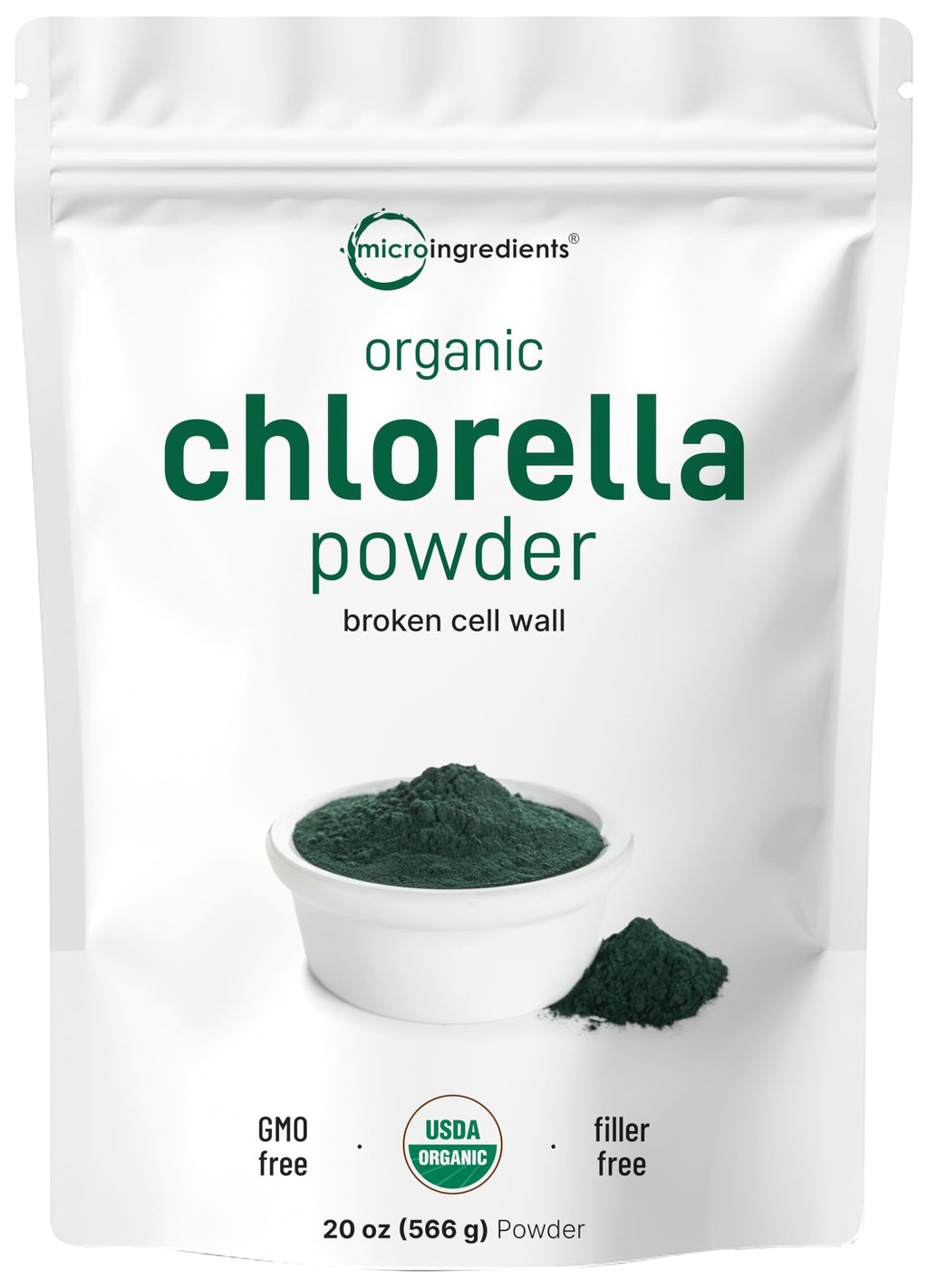 Micro Ingredients Organic Chlorella Powder – 20 oz | Broken Cell Wall | Vegan & Non-GMO