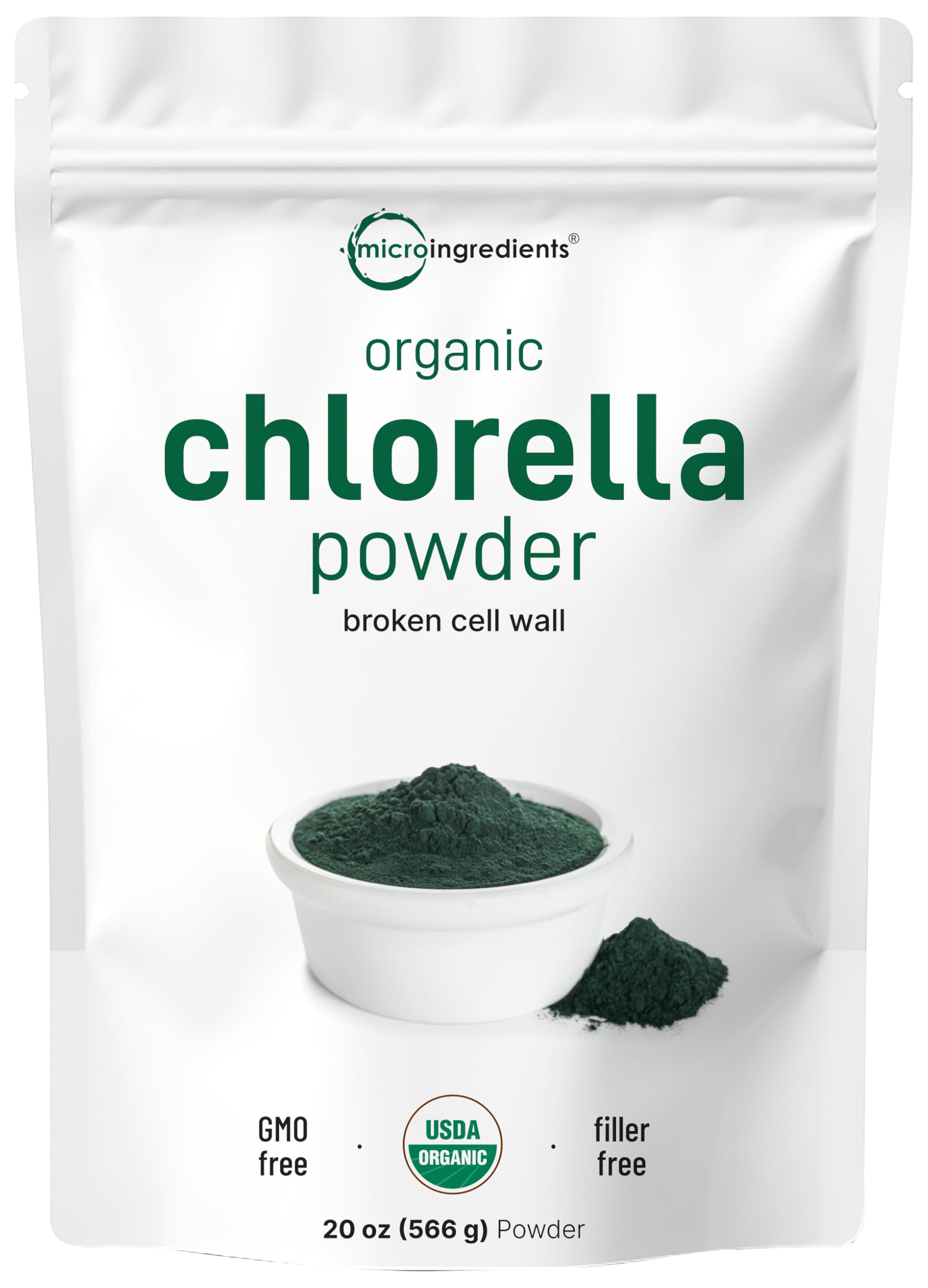 Micro Ingredients Organic Chlorella Powder – 20 oz | Broken Cell Wall | Vegan & Non-GMO