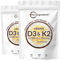 Vitamin D3 10,000 IU + K2 MK-7 200 mcg (2 Pack) Softgels | 600 Count | Virgin Coconut Oil