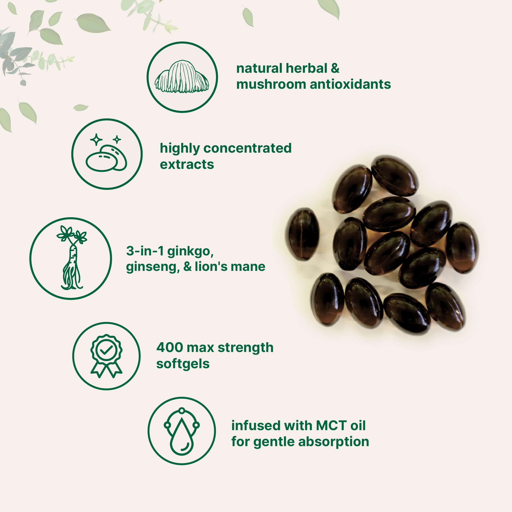 Micro Ingredients Ginkgo Biloba & Ginseng, 400 Softgels | 6 Month Supply | Triple Strength Ginkgo Biloba & Lions Mane Supplement