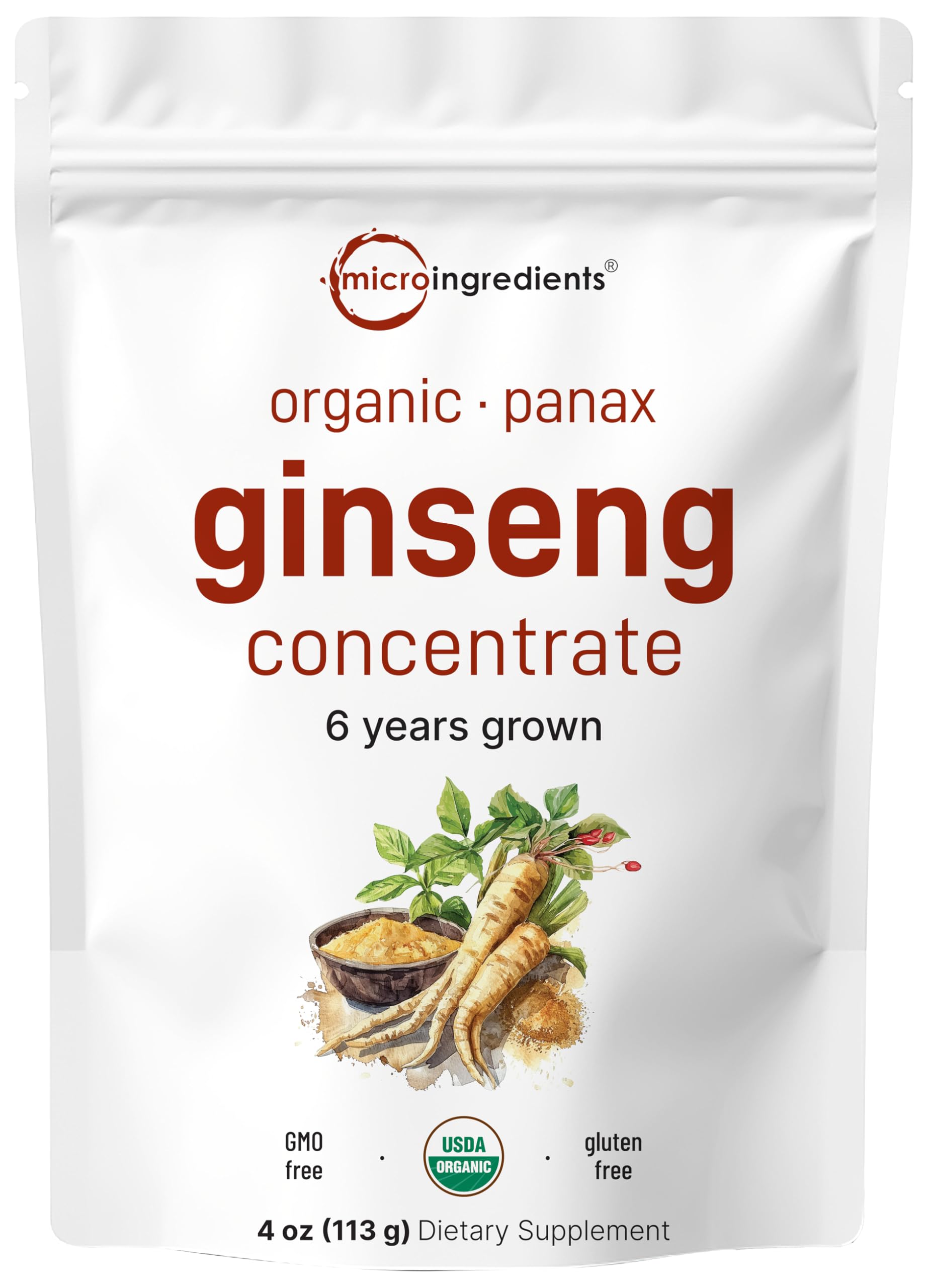 Micro Ingredients Organic Korean Ginseng Powder 200:1 - 4 oz | Red Panax Ginseng, High Ginsenosides