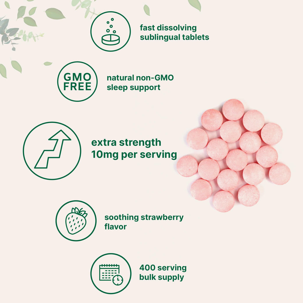 Micro Ingredients Melatonin 10mg – 400 Tablets | Strawberry Flavor | Fast Dissolve | Vegan & Non-GMO