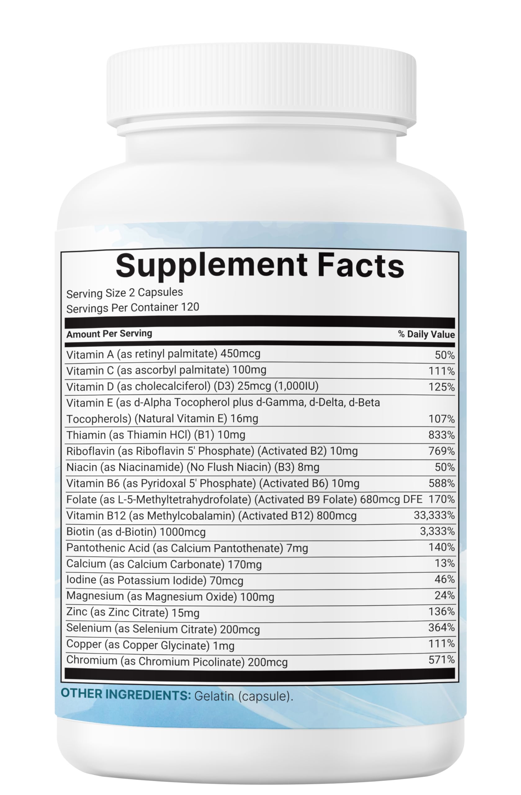 Micro Ingredients 2 Pack Pure Methylated Multivitamin – 19-in-1, 480 Capsules