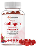 Micro Ingredients Multi Collagen Gummies 120 – 8-in-1 (I–X) with Biotin, Hyaluronic Acid & Vitamin C | Pomegranate Berry