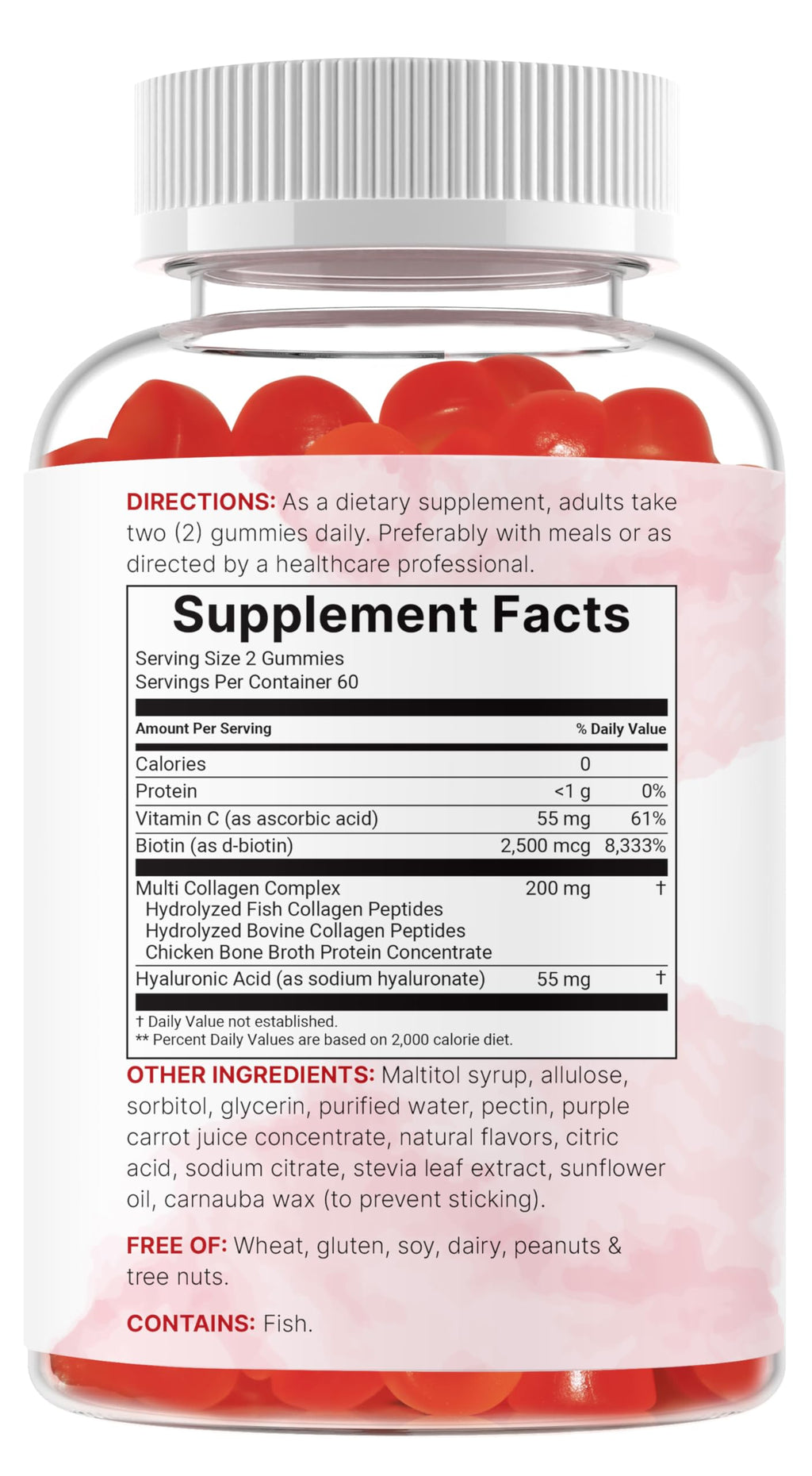 Micro Ingredients Multi Collagen Gummies 120 – 8-in-1 (I–X) with Biotin, Hyaluronic Acid & Vitamin C | Pomegranate Berry