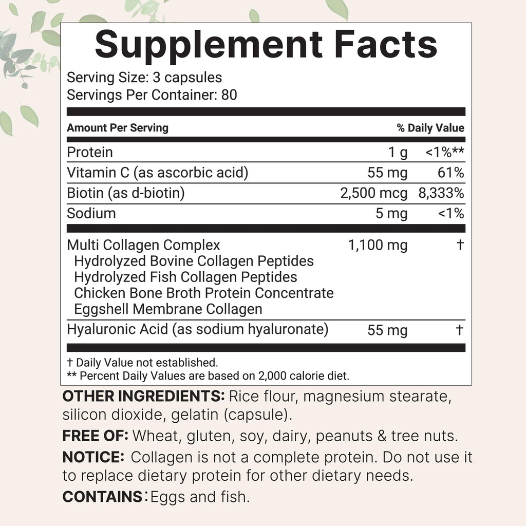 Micro Ingredients 2 Pack Multi Collagen Pills – Types I–X, Biotin & Hyaluronic Acid