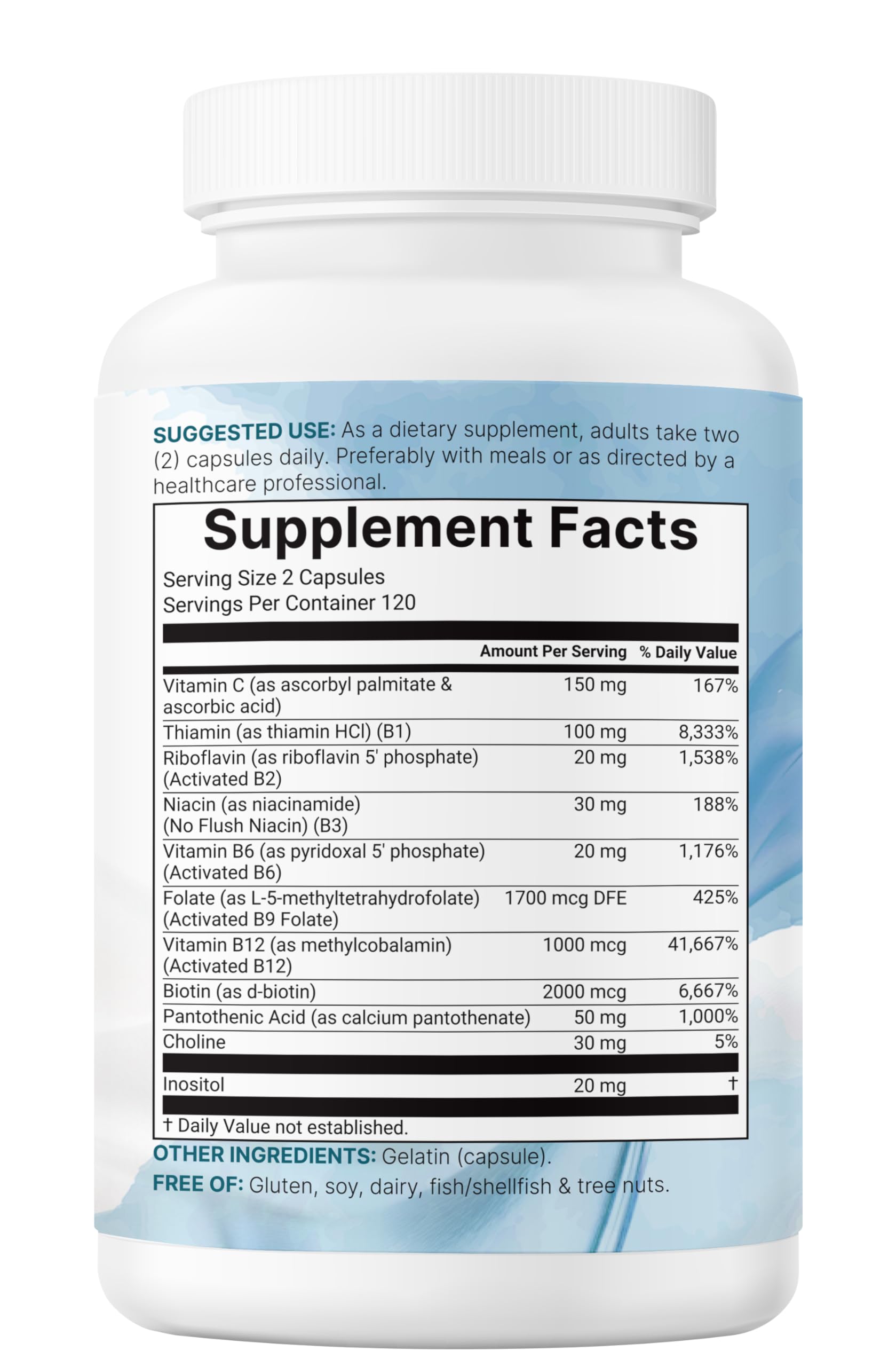 Micro Ingredients 2 Pack Pure Methylated B Complex, 480 Capsules | 11-in-1 Vitamin B Formula + Vitamin C | Non-GMO