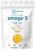Micro Ingredients Omega-3 Fish Oil 3,000mg | 240 Softgels | Lemon