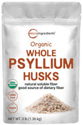 Micro Ingredients Organic Whole Psyllium Husks - 3lbs | Digestive Health, Non-GMO, Keto & Vegan | India Origin