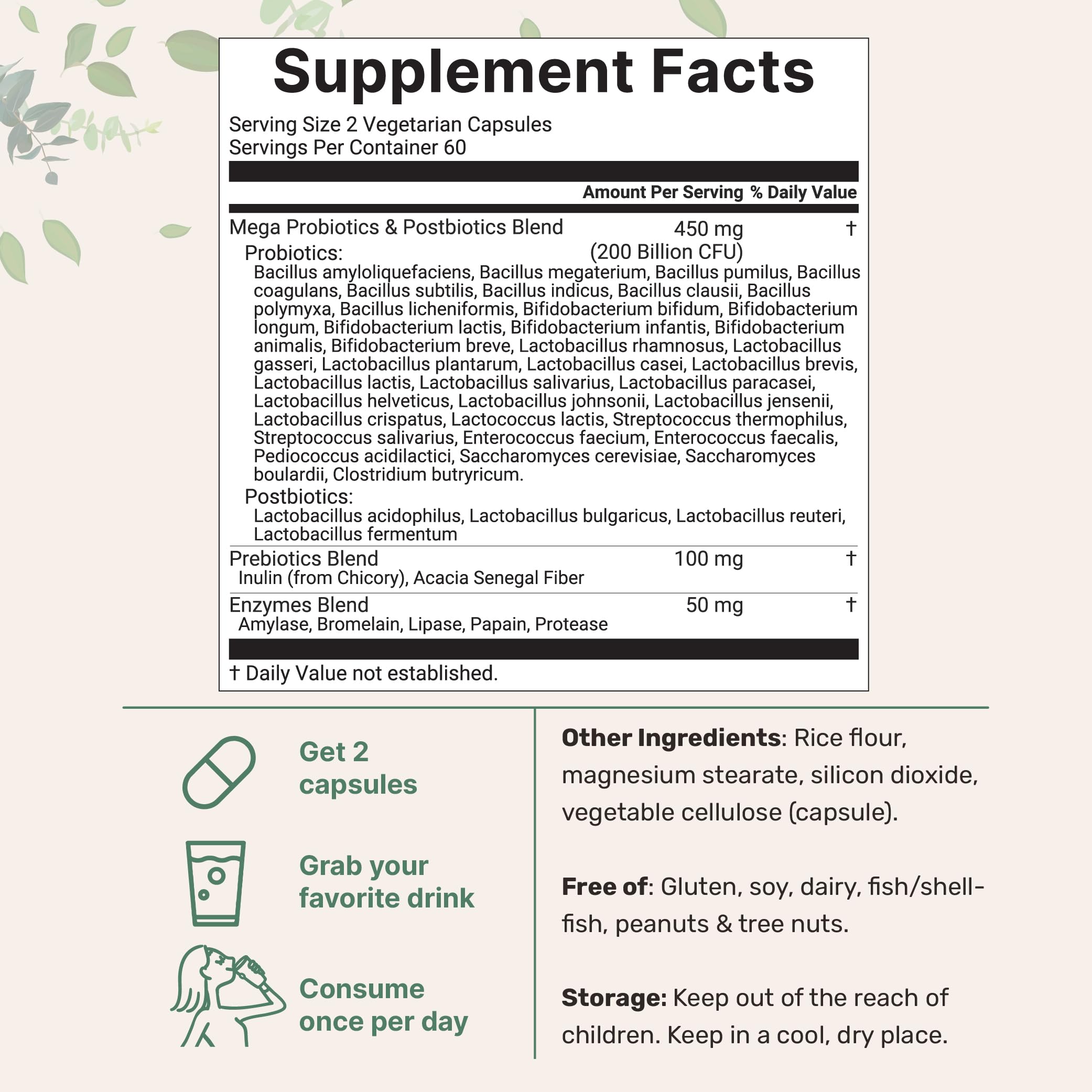 Micro Ingredients Probiotics 200 Billion CFU, 120 Veggie Capsules | Mega Probiotics for Men & Women | 40 Strains with Prebiotics, Postbiotics & Digestive Enzymes | Gut, Immune & Digestive Health
