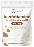 Micro Ingredients Vitamin B1 Benfotiamine 600mg Softgels – Bioavailable B1, Non-GMO, Soy Free