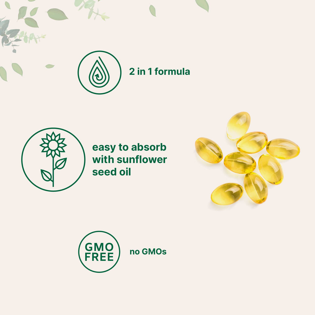Vitamin D3 5000 IU + K2 MK-7 100 mcg – 300 Softgels | 2-in-1 D & K Complex