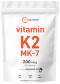 Micro Ingredients Vitamin K2 MK-7 Supplement – 200 mcg per Serving, 300 Coconut Oil Softgels, Non-GMO