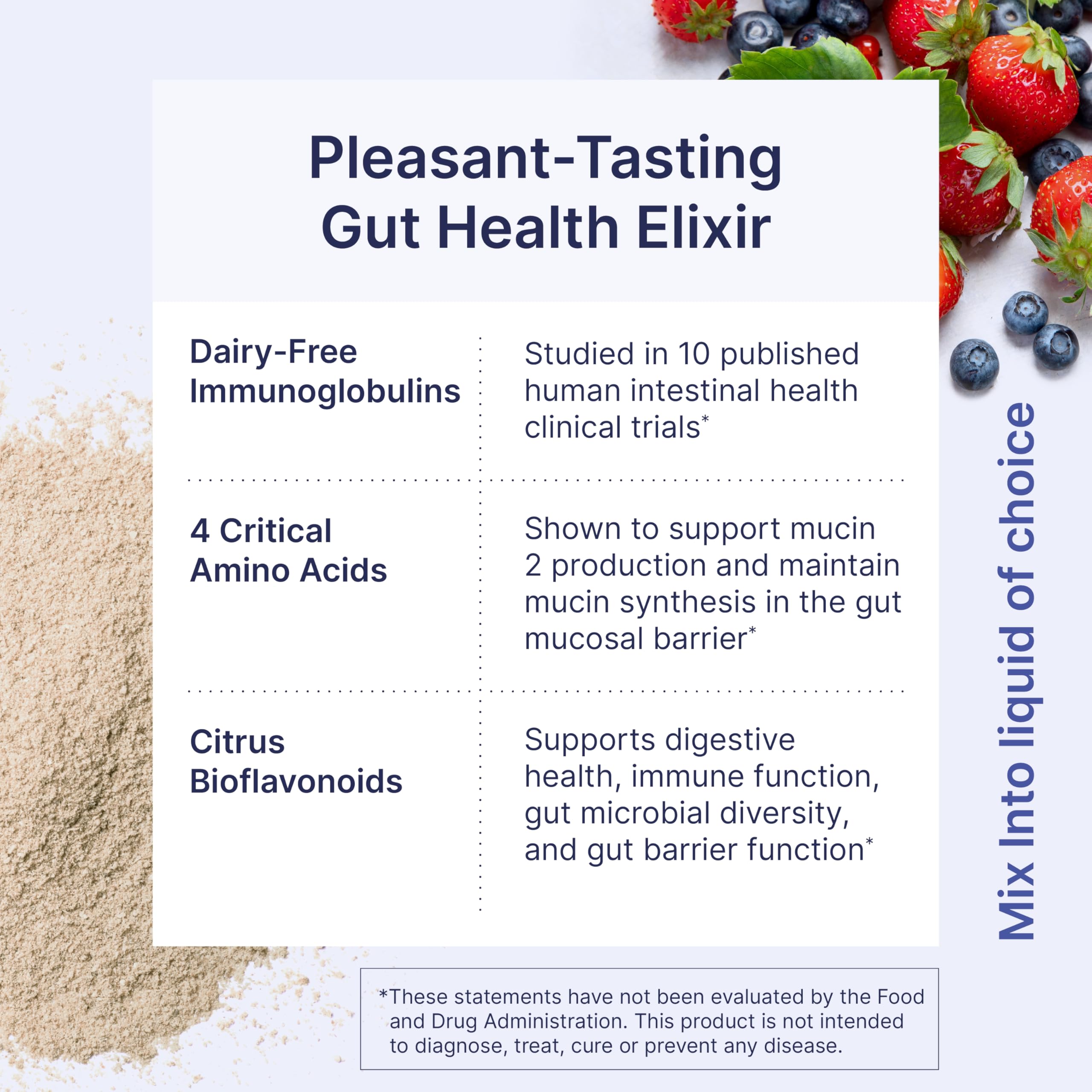Microbiome Labs MegaMucosa Gut Health Powder – Complete Mucosal Support (Berry Acai, 5.5 oz) | Dairy-Free Immunoglobulins