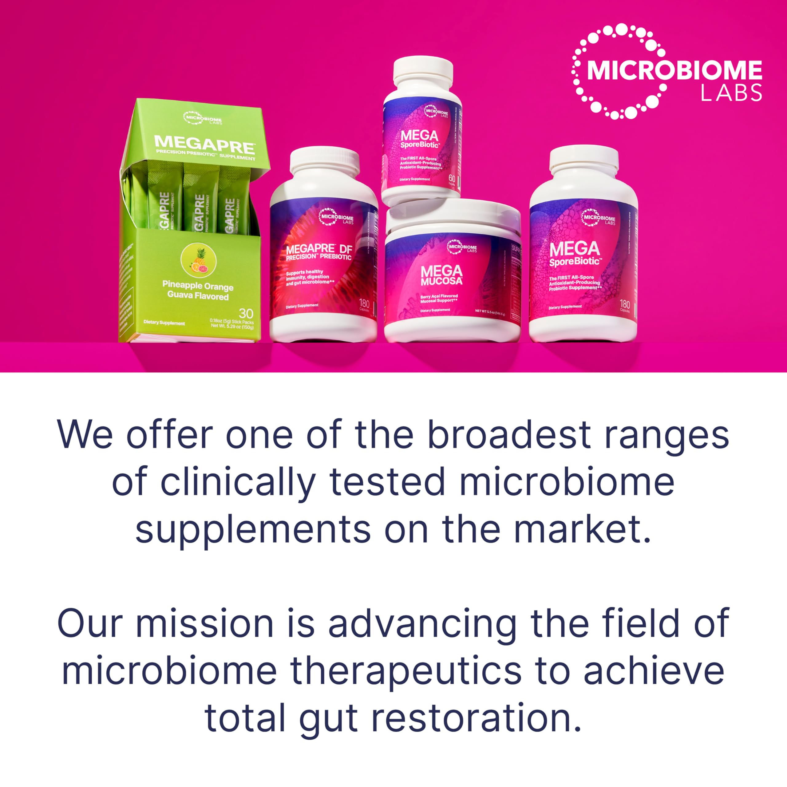 Microbiome Labs MegaMucosa Gut Health Powder – Complete Mucosal Support (Berry Acai, 5.5 oz) | Dairy-Free Immunoglobulins