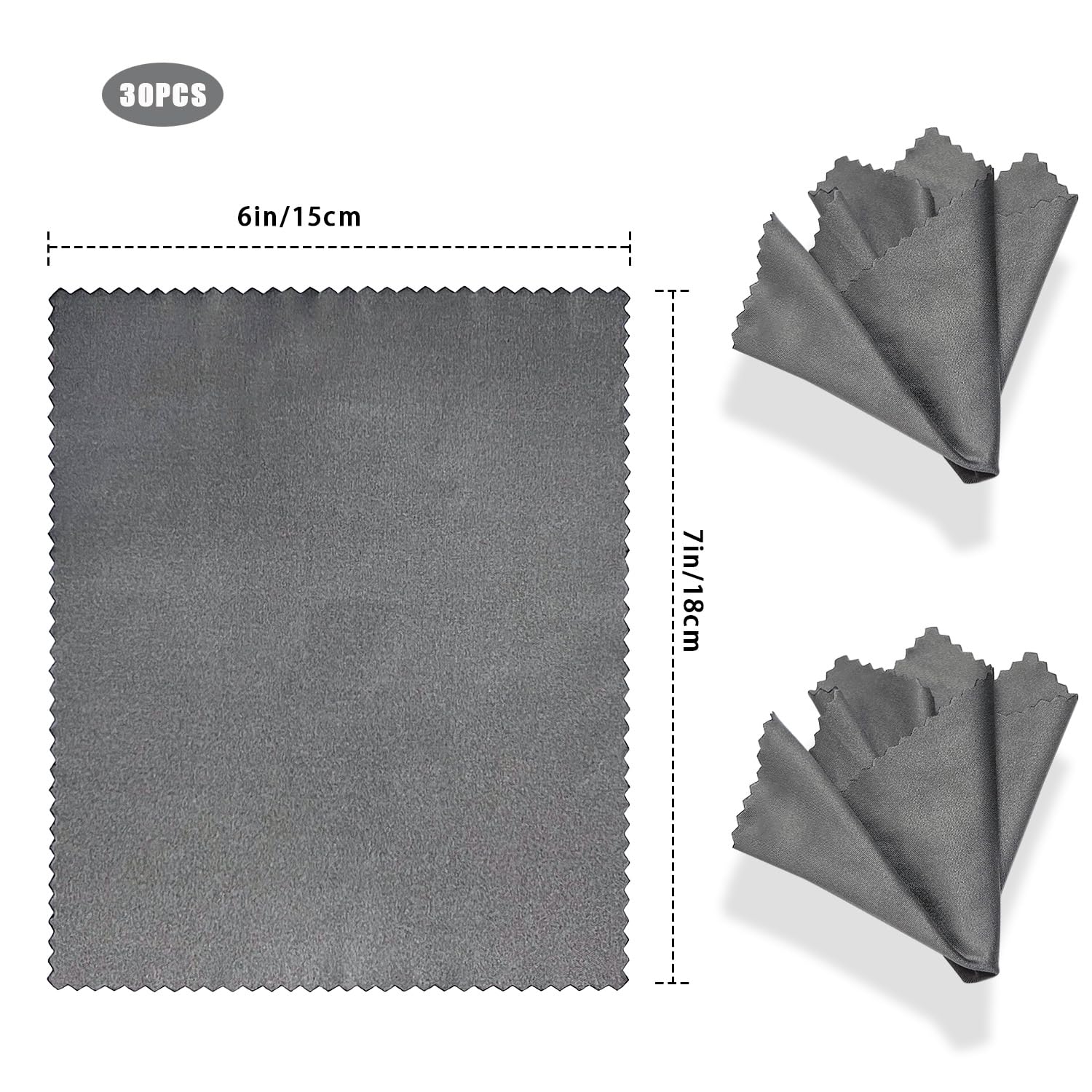 Microfiber Cleaning Cloths (30 Pack) – 6x7in for Eyeglasses, Lenses & Screens
