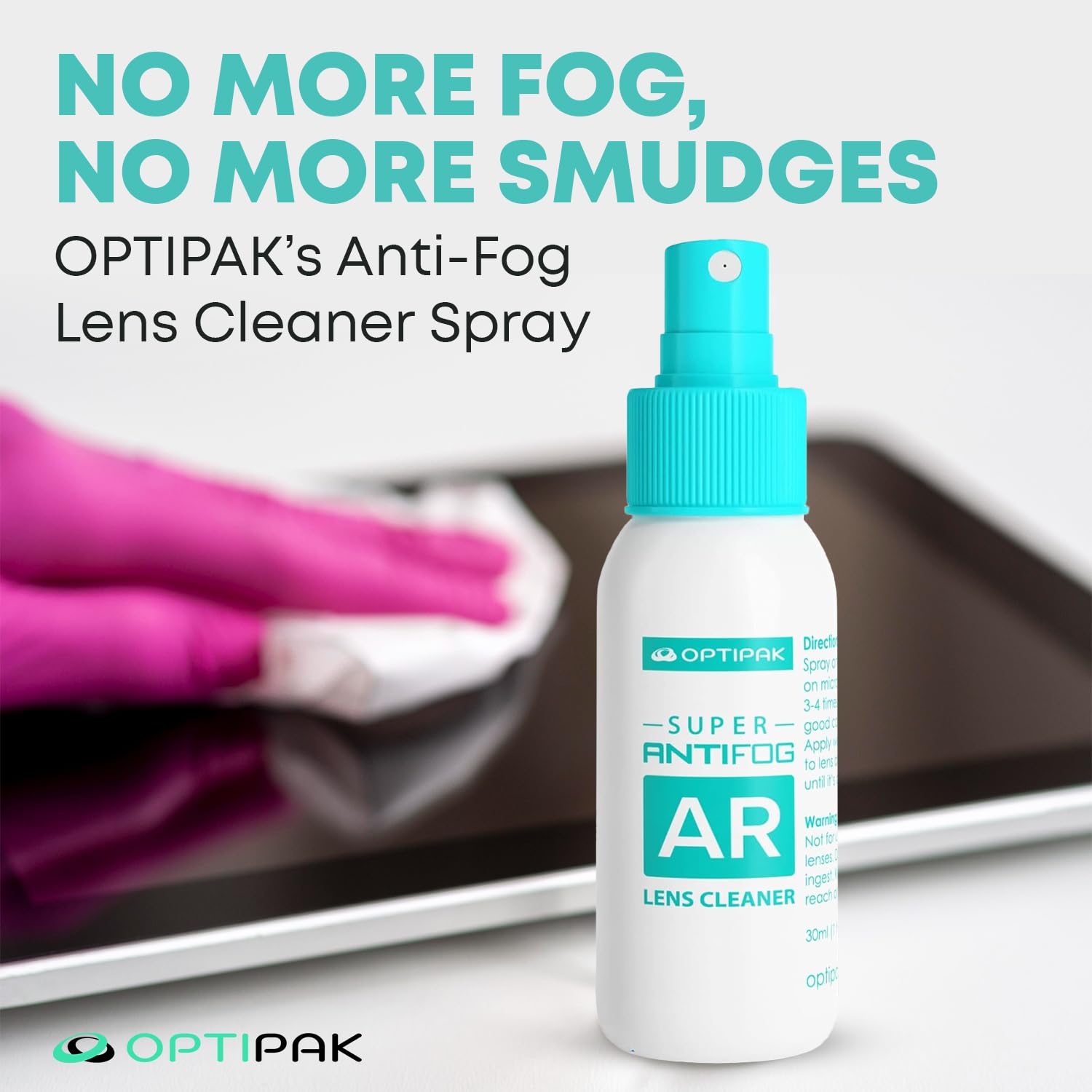 Anti Fog Lens Cleaner Spray Kit - 4x 1oz Bottles + 4 Microfiber Cloths | 8-Piece Eyeglass Defogger Kit