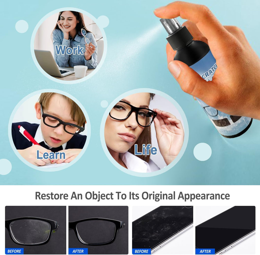 2PCs Lens Scratch Remover for Eyeglasses - Scratch Removal Spray