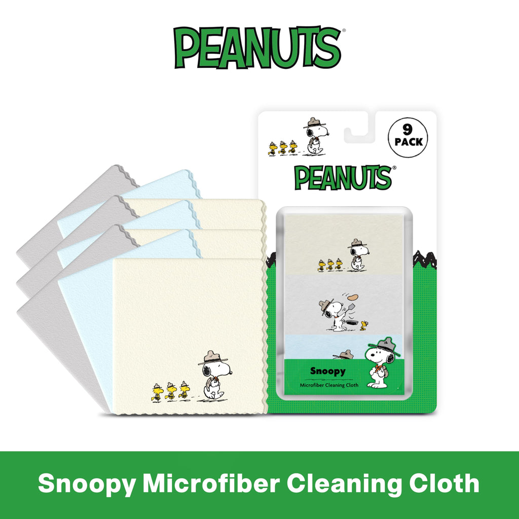 Microfiber Cloth & Glasses Wipes (9 Pack) - Lens & Screen Cleaning Cloths | Snoopy