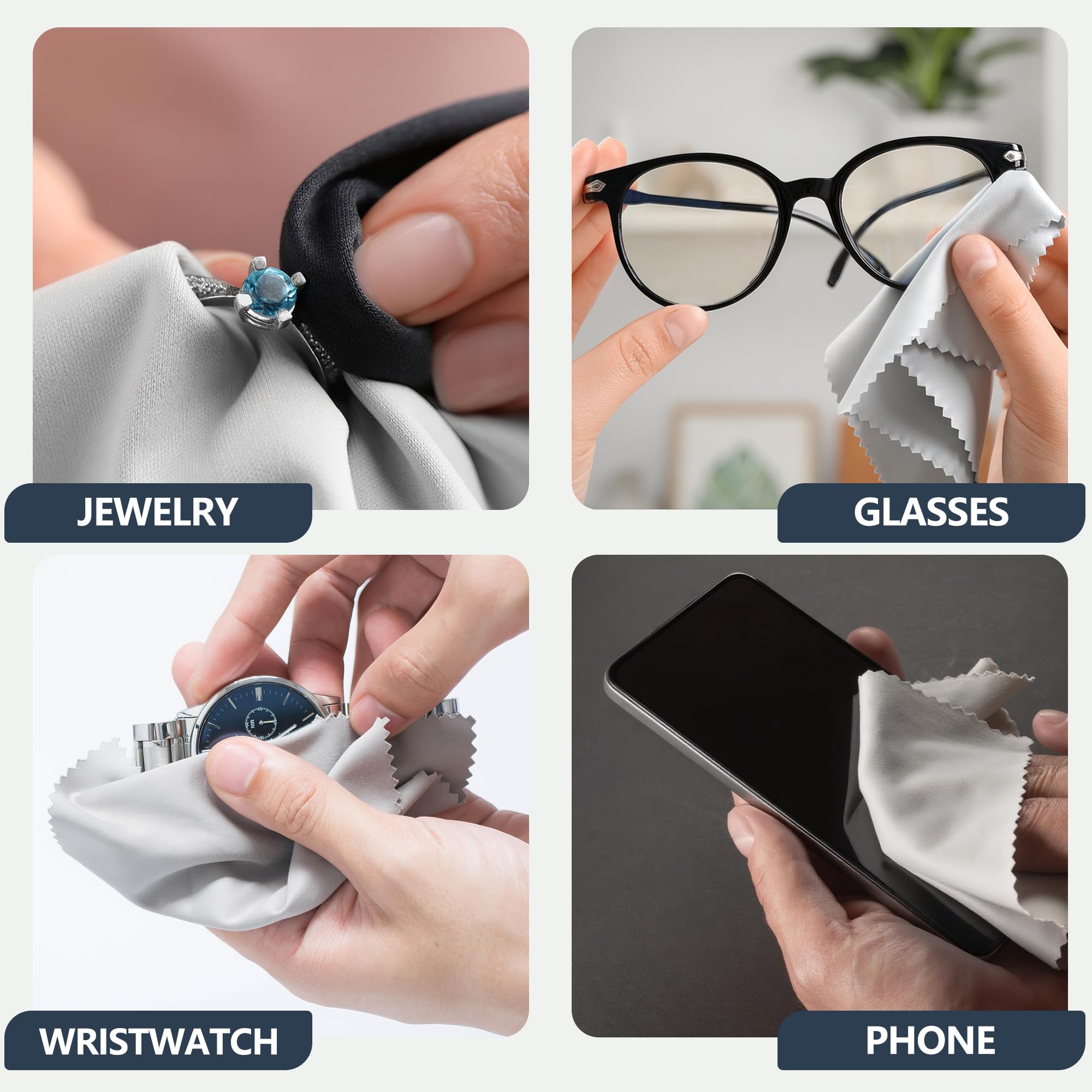 30 Pack Microfiber Cleaning Cloths – Glasses, Screens, Cameras, 7x6 in, Black & Gray, Reusable