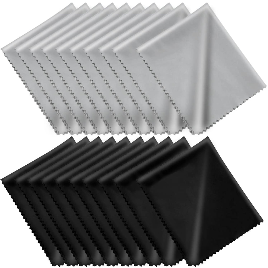Microfiber Cleaning Cloths 6x7 Inches – 20 Pack in Individual Vinyl Pouches | CKANDAY Glasses & Electronics Cleaning Cloth