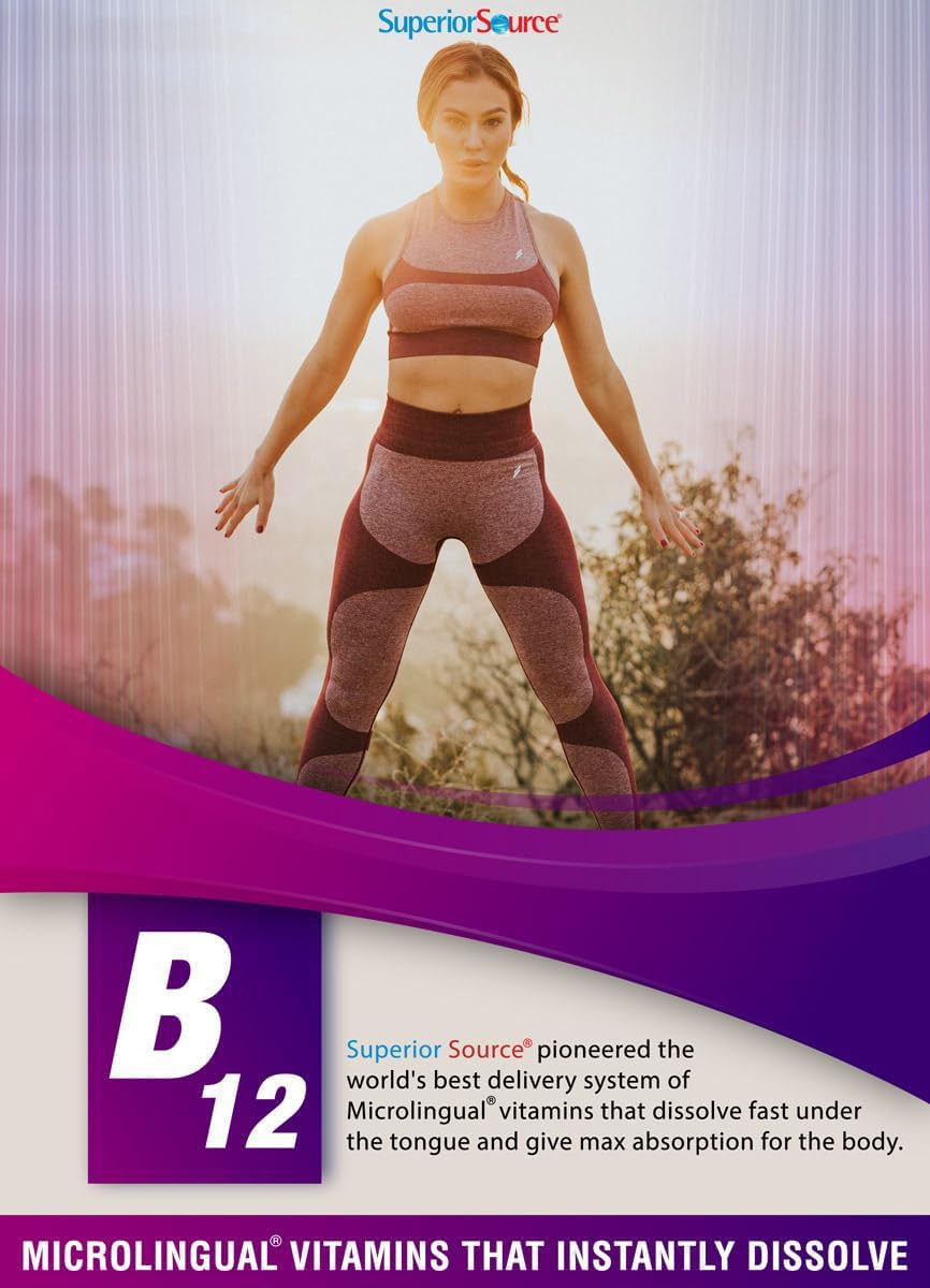 Superior Source No Shot Vitamin B-12 Methylcobalamin 2000 mcg, B-6, & Methylfolate 1200 mcg - Supports Energy, Brain, and Heart Health - Bariatric Friendly - 60 Sublingual Dissolving Tablets