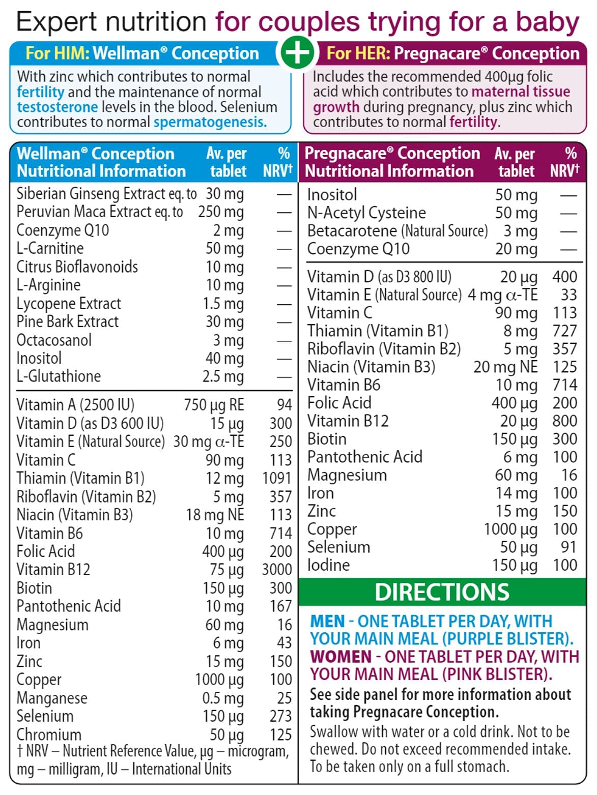 Vitabiotics Pregnacare His & Her Conception Dual Pack 2x30 Tablets