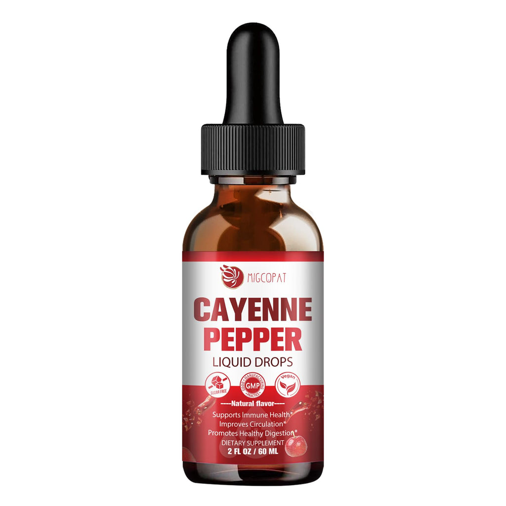 Migcopat Cayenne Pepper Drops Liquid with Vitamin D3 K2 – Immune Support & Digestive Wellness, 2 fl oz