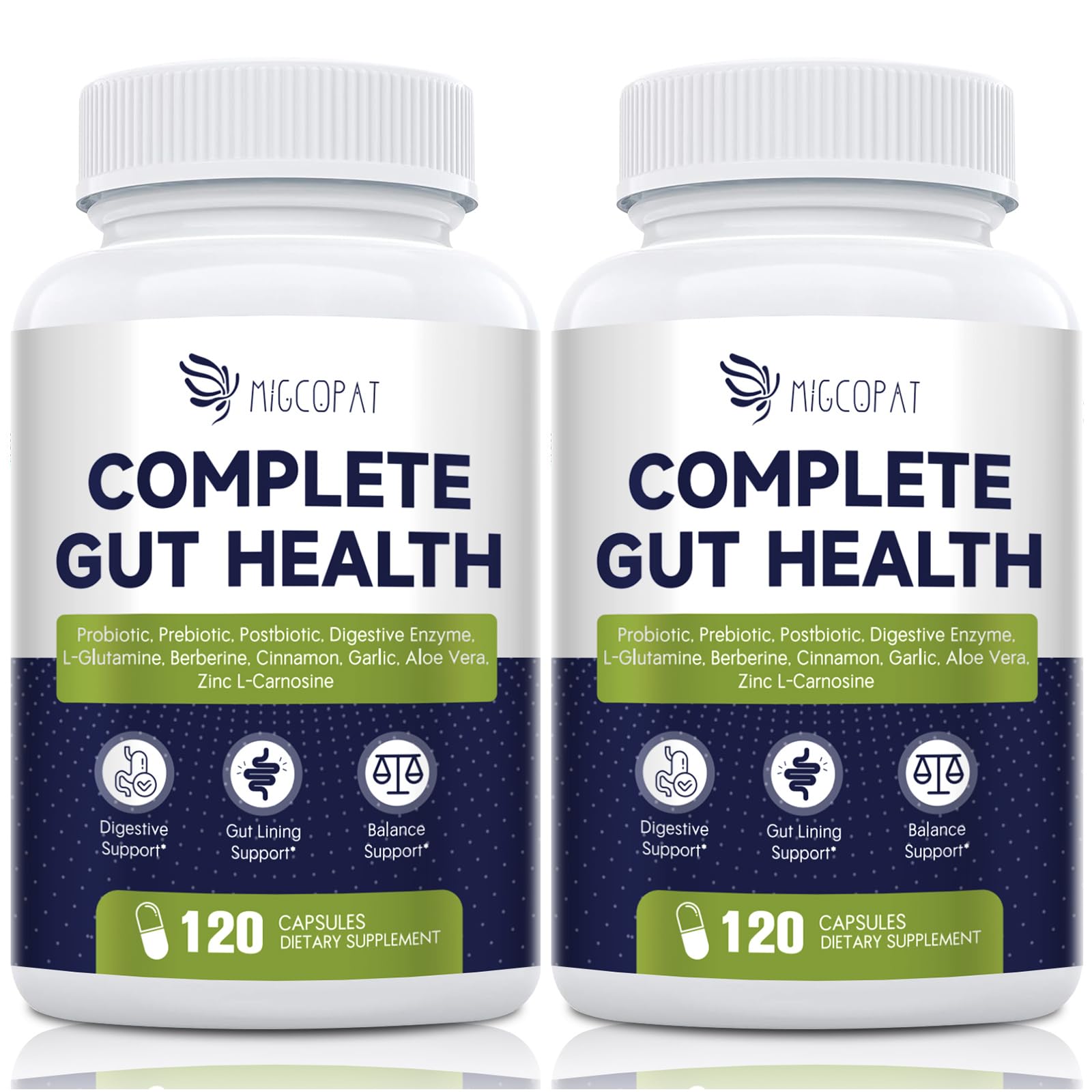Migcopat Probiotics for Digestive Health – 80B CFU, Prebiotics, Postbiotics & Digestive Enzymes