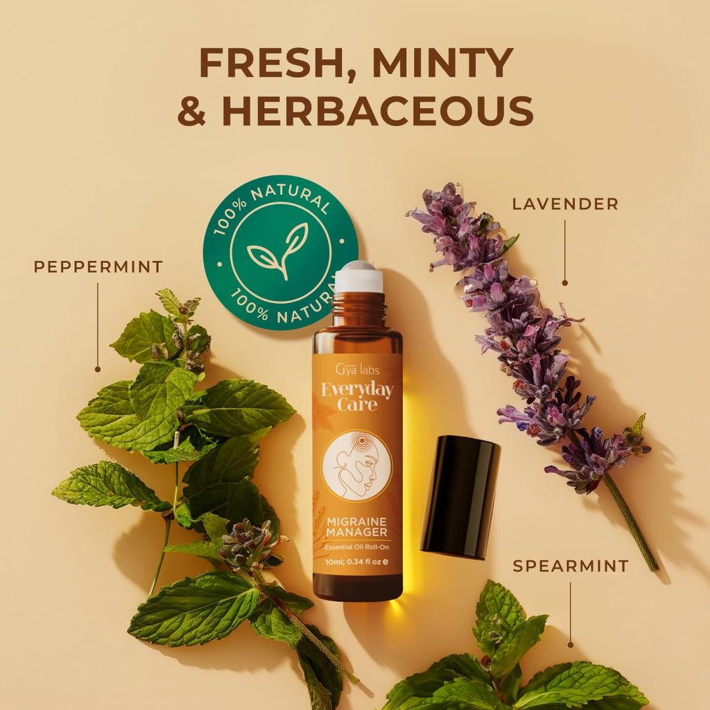 Gya Labs Migraine Manager Essential Oil Roll-On – 0.34 fl oz | Travel Size