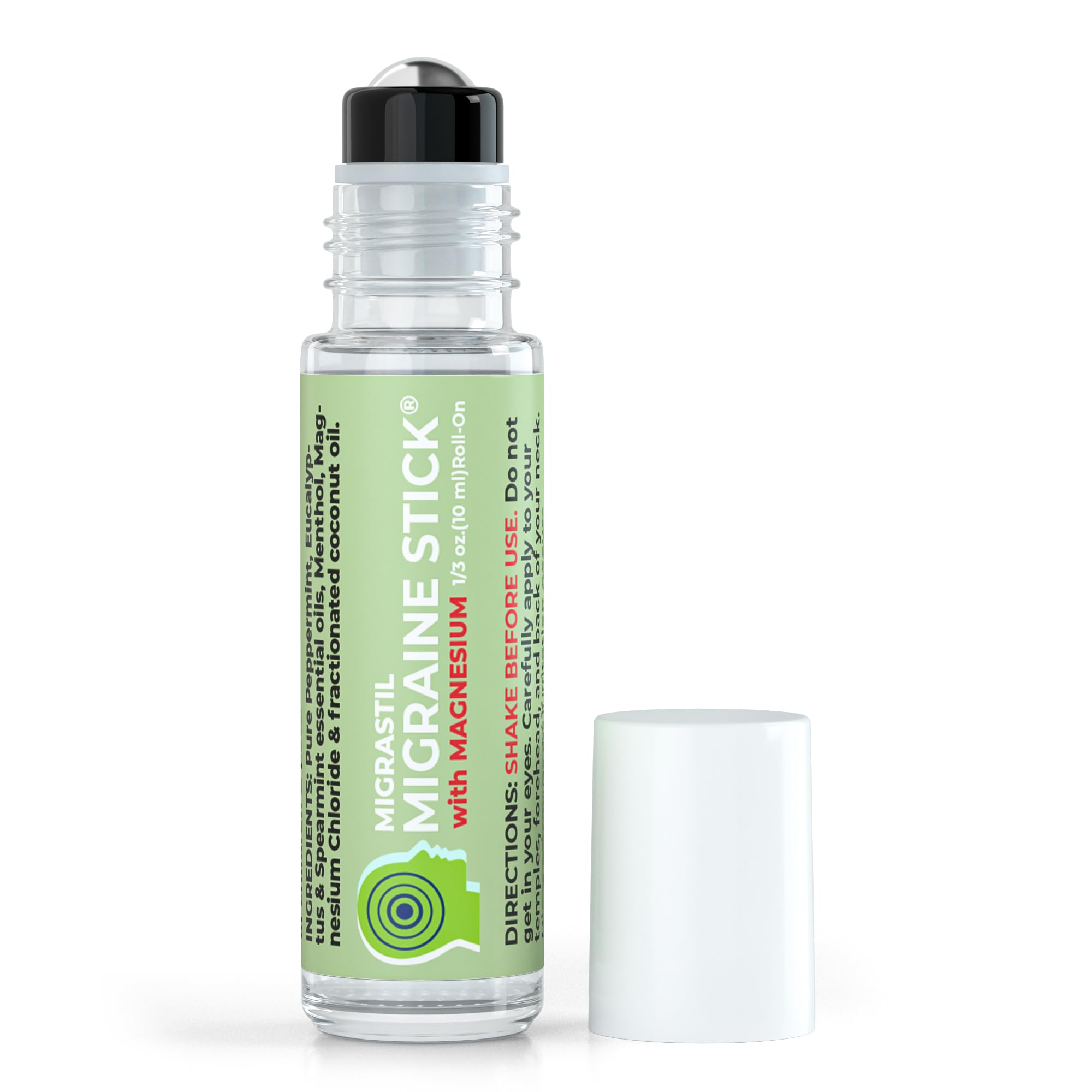 MIGRASTIL Migraine Stick with Magnesium – Cooling Peppermint & Eucalyptus, 10 ml, Made in USA