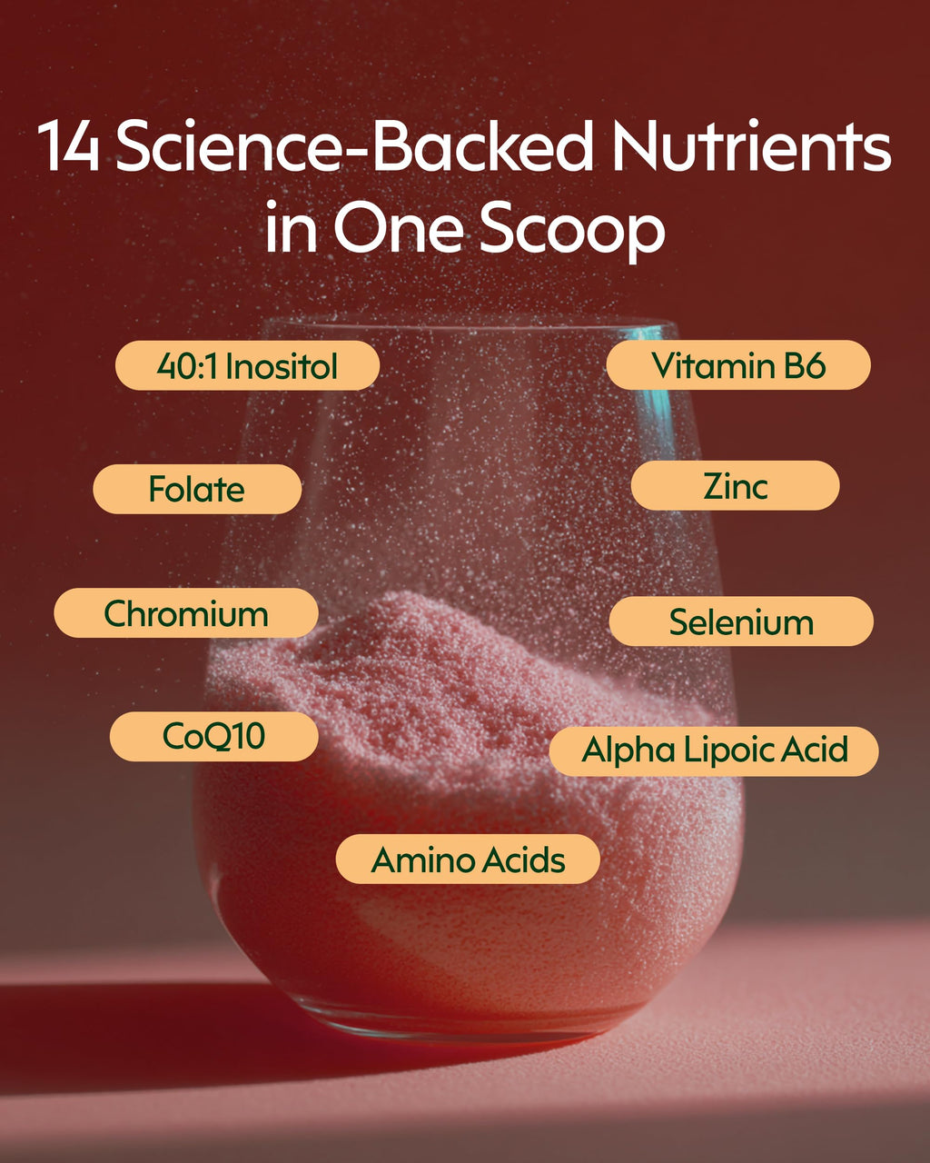 milamend Hormone Balance for Women 40:1 Myo-Inositol D-Chiro Inositol + CoQ10 – Cycle & Fertility Support (30-Day Hibiscus Tea Powder)