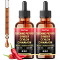 MILIVOL 8in1 Cayenne Pepper Liquid Drops with Ginger, Cinnamon, Turmeric, Berberine – Digestive & Circulatory Health Support (2 x 30ml)