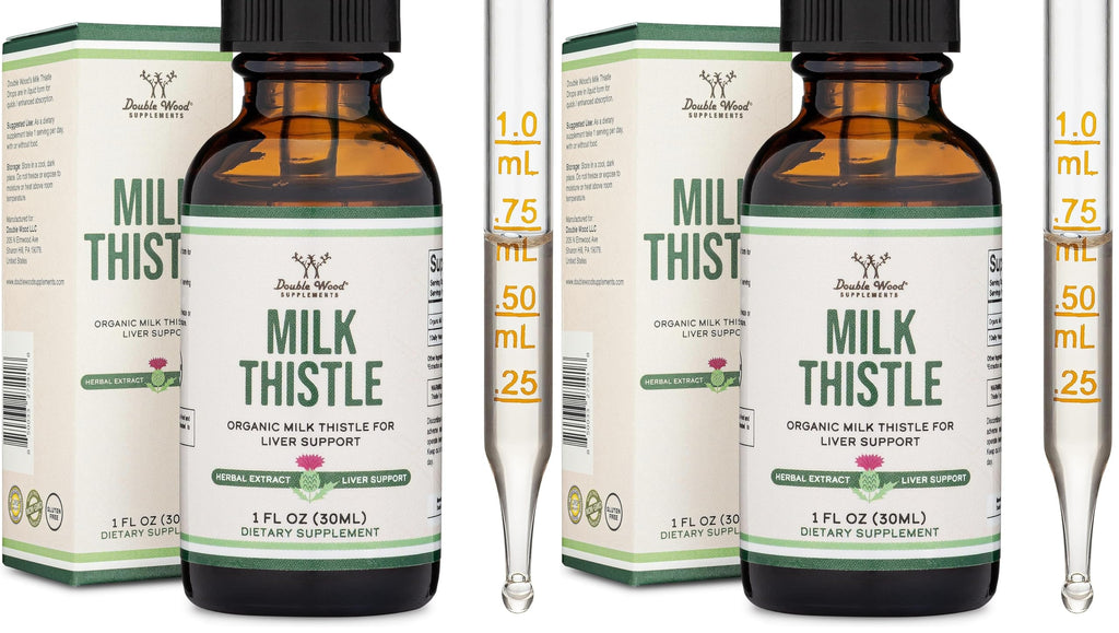 Milk Thistle Drops – Organic Liver Detox (1 oz, 30 Servings) Vegan • Non-GMO • Gluten Free | Double Wood (Pack of 2)