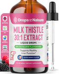 Milk Thistle Drops with 80% Silymarin Flavonoids – Vegan, Non-GMO, Fast-Absorbing – Mixed Berry, 60 mL