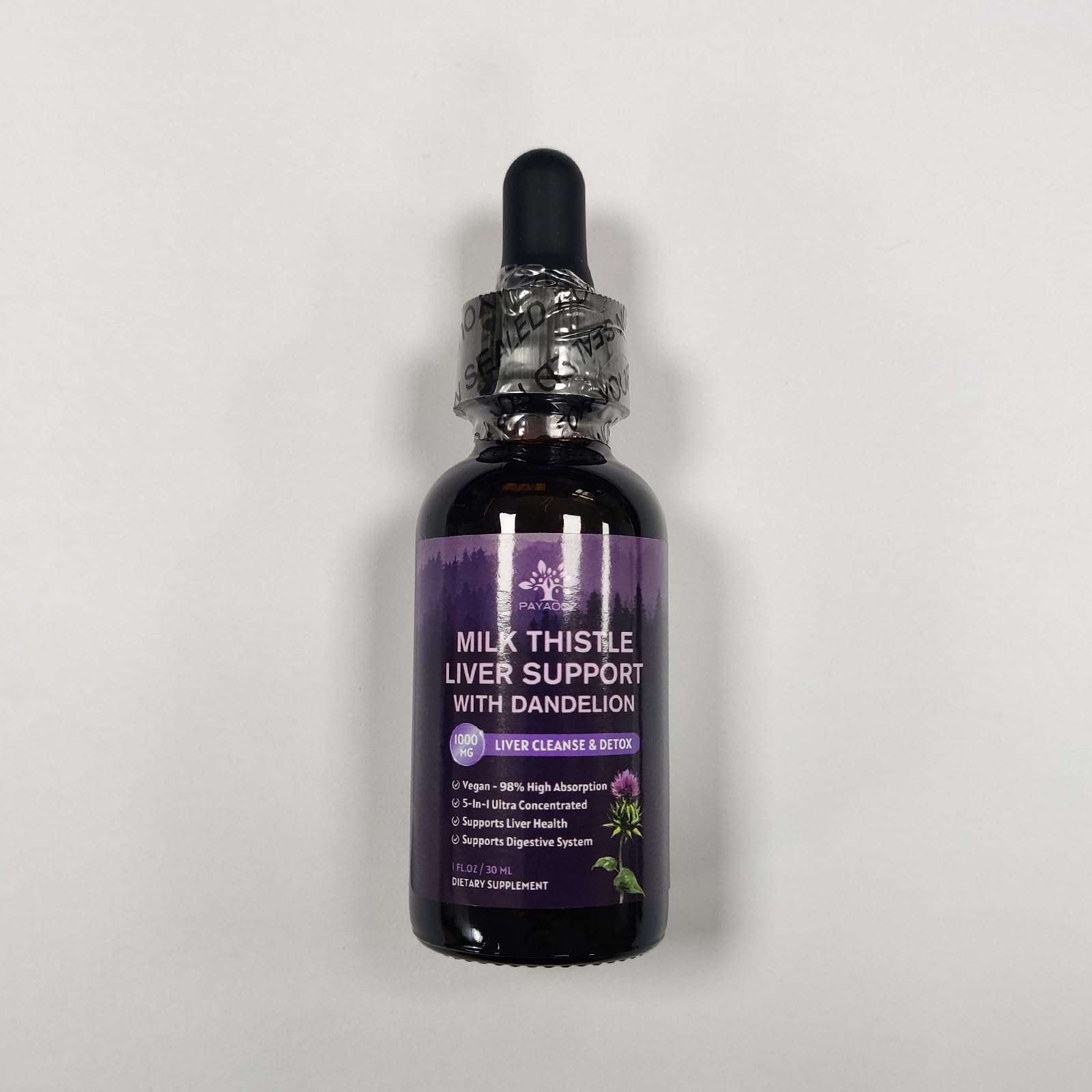 (4 Pack) Milk Thistle Drops 1000mg | Liver Detox & Support | Vegan, Non-GMO | 1 Fl Oz