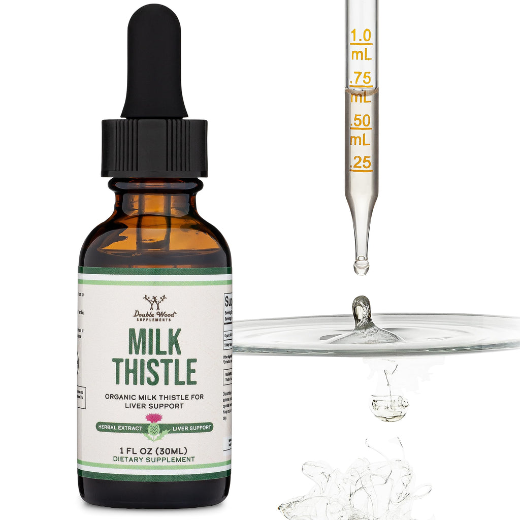 Milk Thistle Drops – Organic Liver Detox (1 oz, 30 Servings) Vegan • Non-GMO • Gluten Free | Double Wood (Pack of 2)